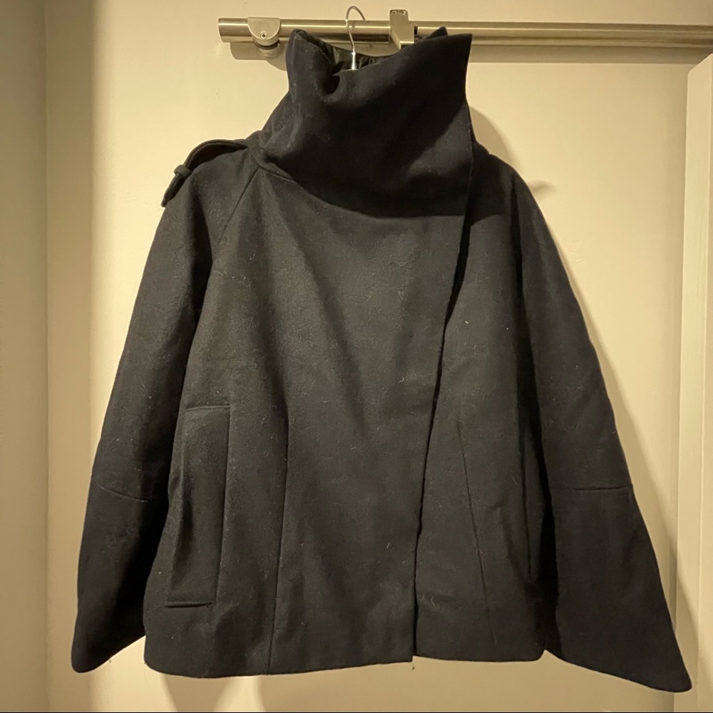 Funnel Neck Zara Cropped Wool Coat